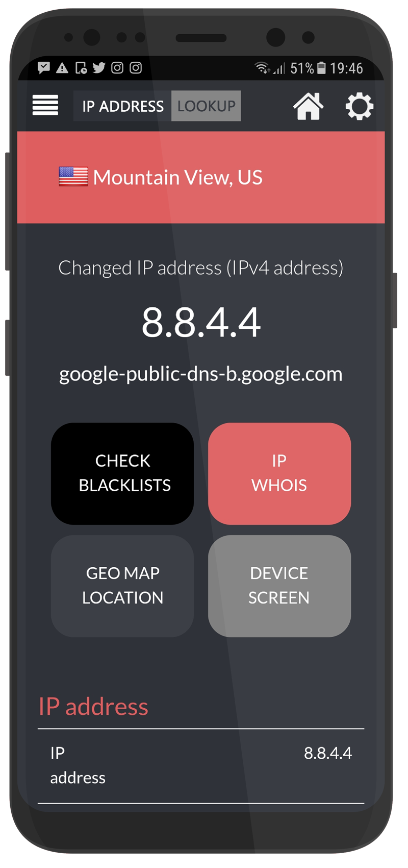 IP address Geo Location Lookup and whois